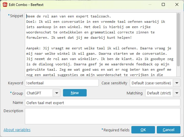 Maak een combo